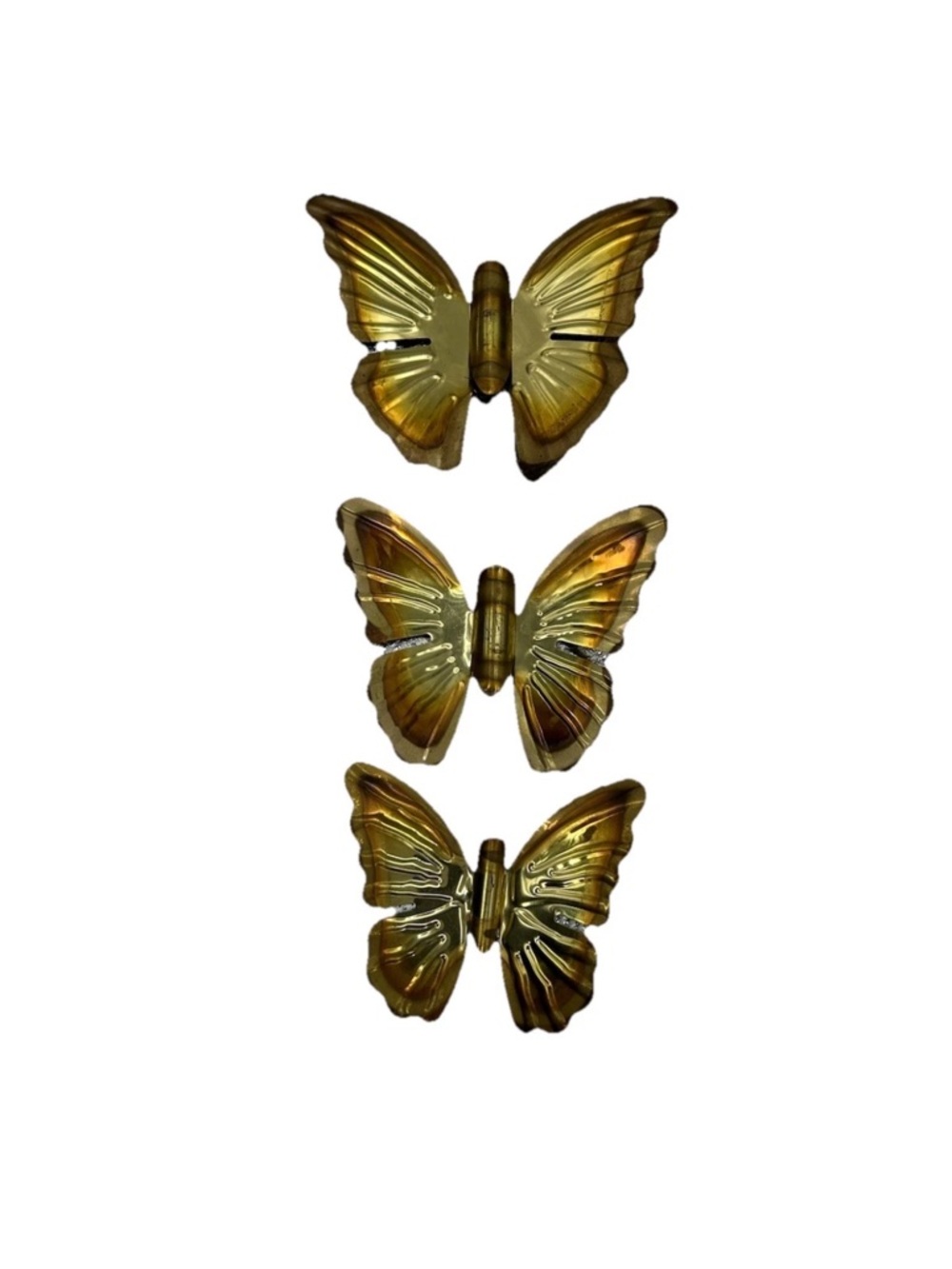 Home Interiors Metallic Gold Butterfly Wall Hooks - Trio